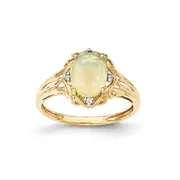 14K Yellow Gold Oval Australian Opal u0026 Real Diamond Ring