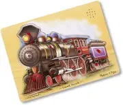 NEW WOODEN Melissa & Doug Train Engine Sound Wood Wooden Peg Puzzle - 9 Pieces
