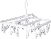 Annaklin Foldable Clip Hangers with 26 Drying Clips, Underwear Hanger with Clips, Plastic Laundry Clip and Drip Drying Hanger for Socks, Bras, Lingerie, Clothes, Sturdy, White