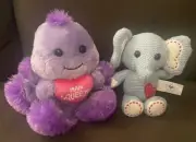 Aurora Valentines Day Purple Spider & Elephant Plushes New With Tags
