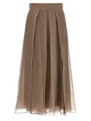 [Brunello Cucinelli] Brunello Cucinelli-Paneled Circle Gonne Grigio-Donna 44IT