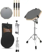 Drum Practice Pad Kit with Snare Drum Stand and Drumsticks 12 Inch Mute Double S