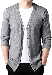 [ORDOBO] Men's Cardigan Sweater - Men Autumn Winter Fashion Slim V-Neck Casual Cardigan Knit Jacket Sweater S-3Xl Solid