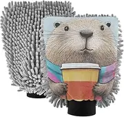 XYMZR Coffee Cute Capybara Absorbent Microfiber Car Wash Mitt, Funny Cute Anime Scratch Free for Cars Cleaning, Home Cleaning Mitts, 2 Pack, 10.24” L x 7.09” W