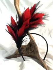 Red Black Feather Headband Races Party Hair Accessories Fashion Hat Fascinator