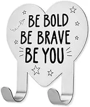 EFFJNSG Key Holder for Wall, Self Adhesive Hooks for Keys, Novelty Cute Home Decorations Key Hooks Wall Storage Home Decor for Entryway Living Room, Be Bold Be Brave Be You Key Hooks EDG03