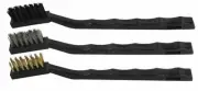 3 PC 7" Mini Wire Brush Set: Brass, Nylon, Stainless Steel