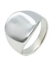 [Cudworth] Rhodium Plated Sterling Signet Ring in Silver