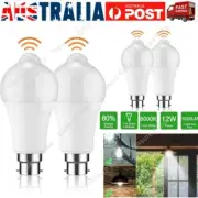 1-4PCS B22 Smart PIR Motion Sensor LED Bayonet Light Bulbs 12W 6000K Auto On/Off