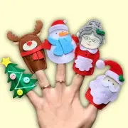 Christmas Finger Puppets 5 Pcs Set Small Educational Hand Plush Felt Baby Family