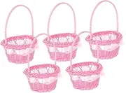 iplusmile 5Pcs Woven Miniature Flower Baskets with Handles Rustic Decorative Containers for Wedding Photography Props Home and Garden Decor