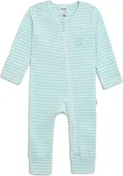 [Bebe Bites] Baby Onesie Jumpsuit, 100% Organic Cotton, Double Zipper, Long Sleeves, Mittens, Tag-less