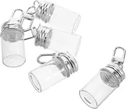 FELTECHELECTR 5pcs Mini Glass Bottle Keychain Diy Wishing Drifting Bottle Small Decorative Glass Bottles for Perfume Ornaments