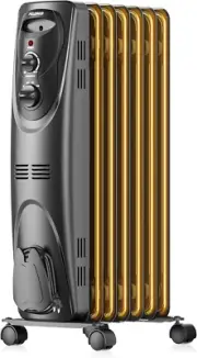 PHO15A2AGB, Basic Electric Oil Filled Radiator,Black Space Heater, 26.10 X 14.20