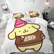v995 Bed Sheets Duvet Cover Pompompurin Suitable for Single Double Bed King Size pcs pcs Bedding Pillowcase Quilt Cover Multi-size 3-Piece Bedding Set
