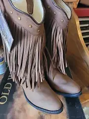 Old West Youth Brown Fringe Boots Sz 13.5 New In Box Free Shipping