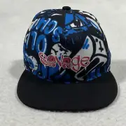 NWT Black Jack Hat Snapback Blue Graffiti Savage 5 Panel Flat Bill Cap