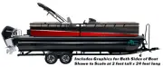 Red Silver Black Diagonal Line Graphic Kit Decal Fishing Boat Wrap Vinyl Pontoon