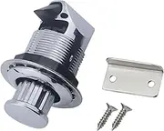 Vsenkes RV Pops Out Turn to Open Knob Latch Push Keyless Button Lock Multifunctional Metal for Motorhome Boats Round Button, Chrome