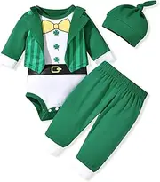 [HINTINA] Newborn Baby Boy St. Patrick's Day Outfits Gentleman Shamrock Clothes Set