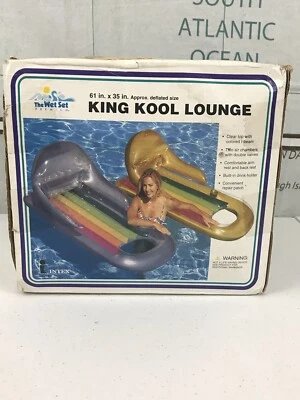 Vintage Inflatable King Kool Lounge Pool Raft Intex / The Wet Set 1997- Gray