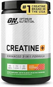 Optimum Nutrition Creatine Monohydrate Plus Powder, Orange Passionfruit Flavored Creatine Performance Blend With Electrolytes for Hydration, Added Vitamins, 80 Servings, 720 Grams (Packaging May Vary)