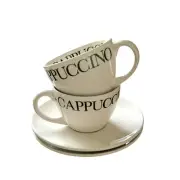 Roshco Cappuccino Cups and Saucers Coffee Black Cream Set of 2 Vintage ?