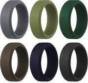 6 Pcs Silicone Rings for Men Women, GeeRic Rubber Wedding Bands Set Engagement Wedding Promise Ring for Men Breathable Design 8mm Wide-2mm Thick