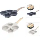 4-cup Egg Pan Nonstick Frying Pan with Wooden Handle Easy Clean Non Stick