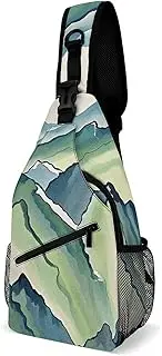 [RTSEBVN] Sling Backpack Fashion Chest Bag Creative Heavy Mountain Stacking Printing Crossbody Backpacks for Men Women, Style, 38x20cm, Full Printed Chest Bag, Style, 38x20cm