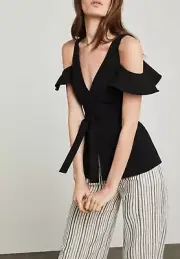 EW BCBGMAXAZRIA BLACK COLD-SHOULDER TOP NIJ14A95/S670W SIZE XS