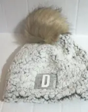 Justice Girls Fuzzy Sherpa Fleece Initial Letter D Beanie Hat Winter Cap NEW