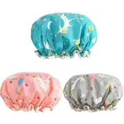 Piao Shower Caps, 3 Pack Bath Cap For Women Waterproof & Adjustable Double Layered Shower Cap