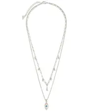 Sterling Forever Pearl Varuna Evil Eye Charm Layered Necklace