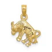 14k Yellow Gold 3-D Taurus Zodiac Charm