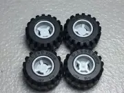 New LEGO Light Bluish Gray Wheel 11mm x 12mm with Black Tire 21mm x 12mm (x4)