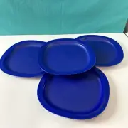 Tupperware Impressions Luncheon Plates Microwavable Set Of 4 New Blue