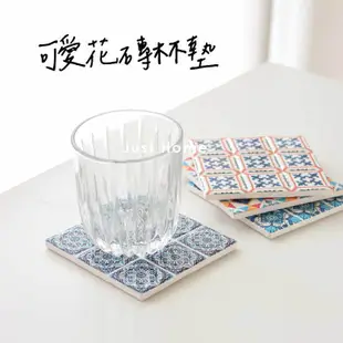 【JUST HOME】花磚加厚陶瓷杯墊/隔熱墊-共4款《WUZ屋子》陶瓷 花磚 杯墊 隔熱墊 隔熱 復古隔熱墊 陶瓷鍋墊