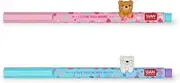 Legami - Set of 2 Lovely Friends Gel Pens Limited Edition Removable and Reusable Deco Animals Non Roll Light Blue and Purple Ink Fine Tip 0.5mm
