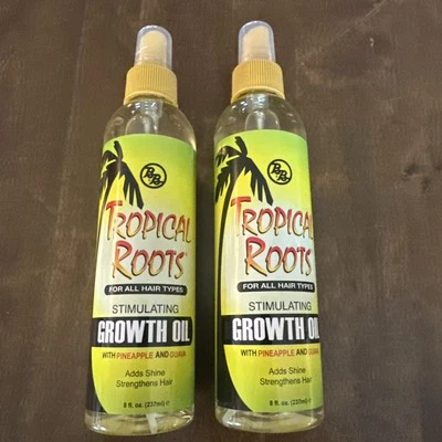 New BB Tropical Roots Stimulating Growth Oil 2 Pack 8 fl oz Shine Strength Hair