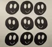 Set Of 9 Black Smiley Faces 2" X 2" Paper Cutout Die Scrapbook Craft