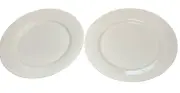 NEW-Set Of 2 Crate & Barrel White Rimmed “Aspen” Dinner Plates White 10.5"