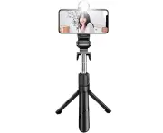 Selfie Stick Tripod with Remote and LED Light, Extendable Selfie Stick for iPhone and Android Smartphone Best Gift for Women,Black