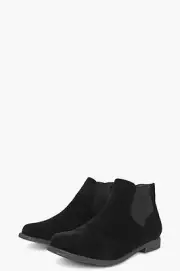 Boohoo Womens Lily Flat black Suedette velvet Chelsea ankle Boots booties 6 36