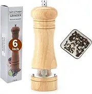 Wood Salt and Pepper Grinder Set, Manual Mills with Acrylic Window, Adjustable Ceramic Grinding (Log-8 inch)