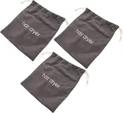 Healeved 3pcs Canvas Hair Dryer Bag Travel Hair Dryer Bag Straightener Storage Bag Drawstring Hair Tool Pouch Drawstring Hair Dryer Bag Curling Tool Travel Bag Makeup Travel Bag Cloth