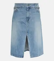 [Stella McCartney] Stella McCartney Front-slit denim midi skirt AU 6 blue