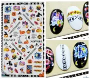 Pumpkin Halloween Nail Sticker Skull Witch Ghost Death Spider Web Cross Blood