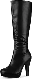 [Allegra K] Women's Chunky Heel Round Toe Platform Knee High Boots