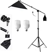 YISITONG Studio Softbox Lighting Kit 2x 25W 5500K LED Bulbs, 50x70cm/20x28 inch Softbox, Aluminium Light Stand, Boom Arm, Sandbag for Photography, Portrait, Video